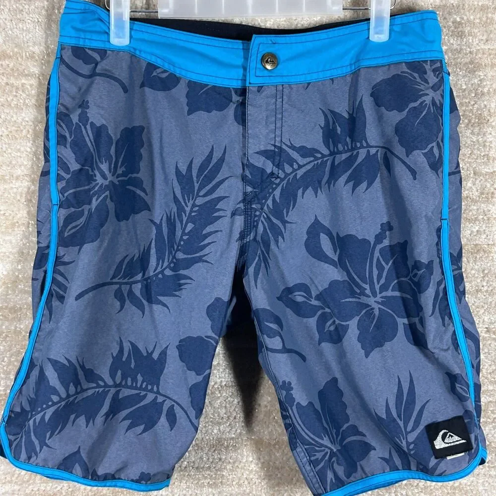 Quiksilver Amphibians Shorts Mens Small Blue Floral Hybrid Boardwalk Swim